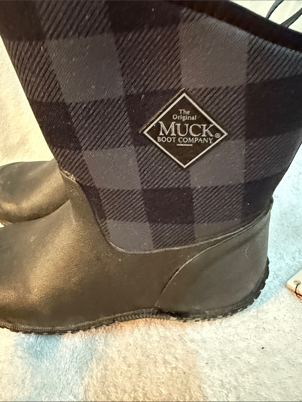Women's Black Plaid Cold-Weather Boots